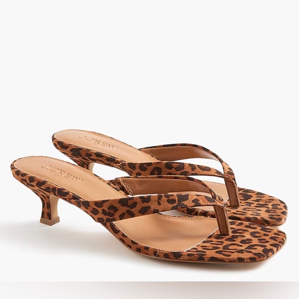 J Crew factory Microsuede kitten-heel sandals Leopard Suede - Picture 6 of 6